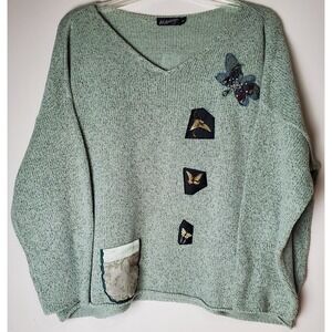 Vintage Lee Andersen Boxy Sweater Granolagirl Boho Butterfly Grandma Cottage